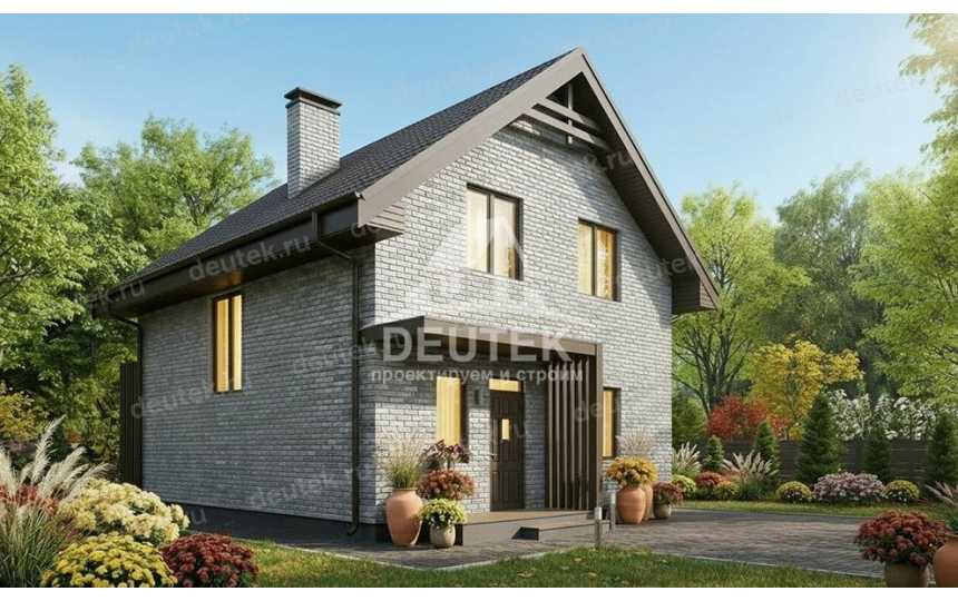 Проект мансардного дома 124 м² — 3 спальни, кабинет и терраса - LK-556