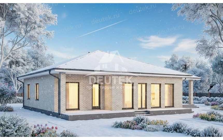 Проект одноэтажного дома 263 м² — 3 спальни, сауна, гараж на 2 авто и терраса - LK-563