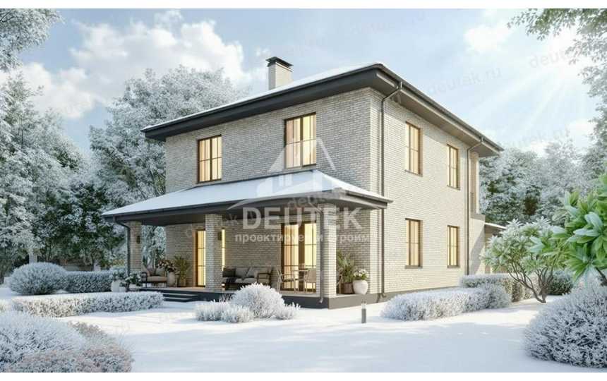 Двухэтажный дом 174,6 м² с 4 спальнями, кабинетом и крытой террасой - LK-564