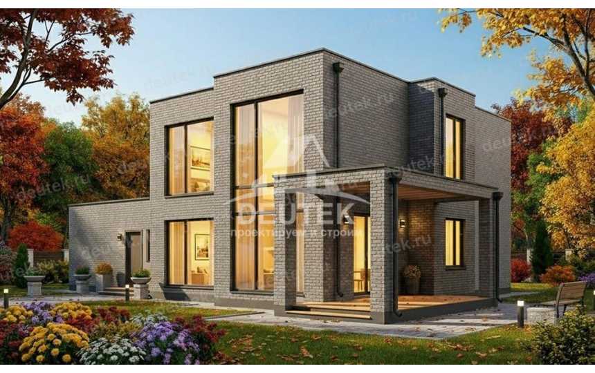 Проект двухэтажного дома 226 м² — 4 спальни, гараж на 2 авто и терраса - LK-570