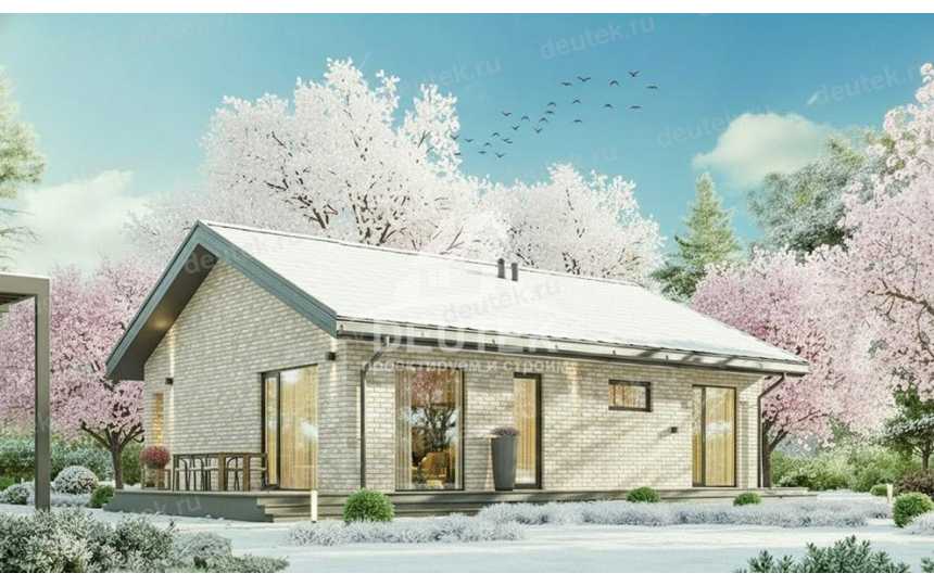 Проект одноэтажного дома 108,54 м² — 3 спальни и терраса - LK-574