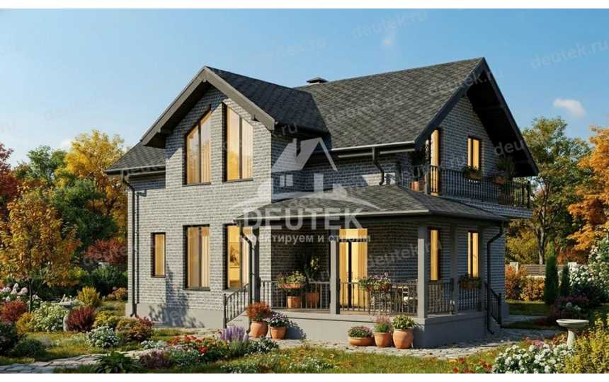 Проект одноэтажного дома 178,85 м² — 4 спальни, терраса и балкон - LK-577