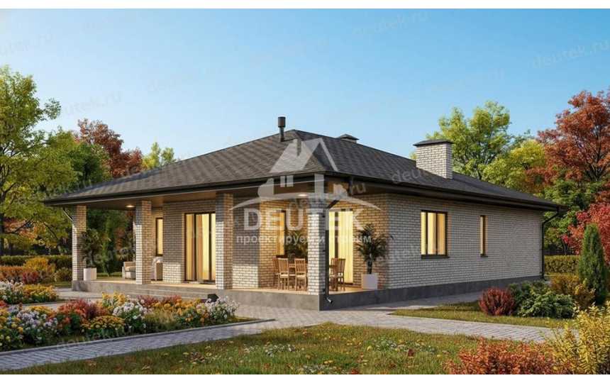 Проект одноэтажного дома 147,22 м² — 3 спальни, терраса и продуманная планировка - LK-580