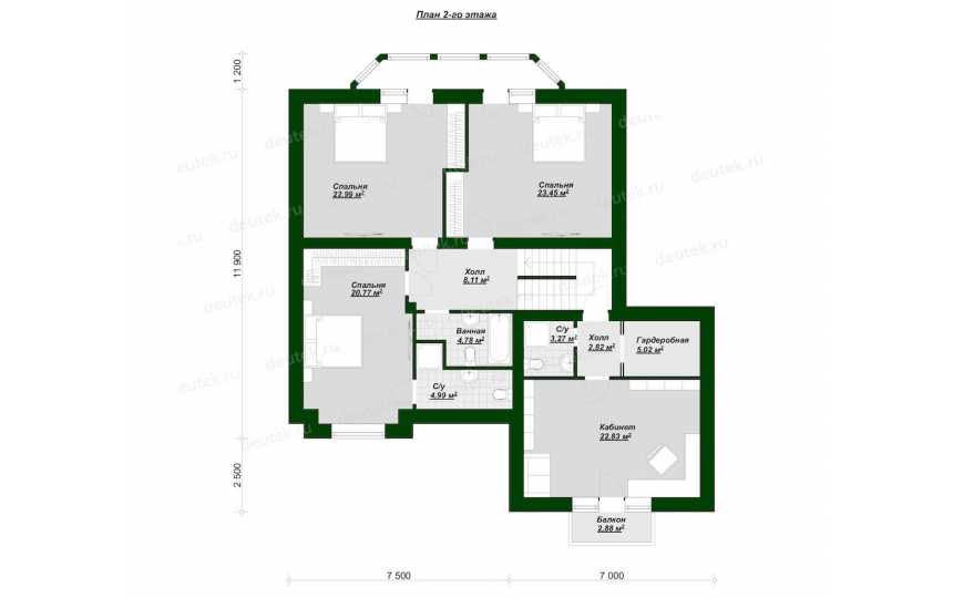 Проект двухэтажного дома с цокольным этажом и гаражом - D5