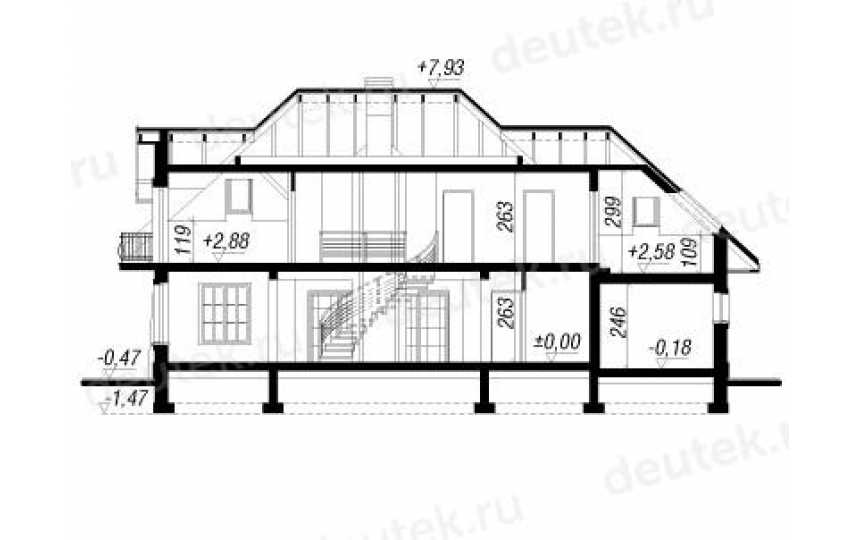 Проект двухэтажного дома с жилой мансардой и гаражом  SM-7 SM-7