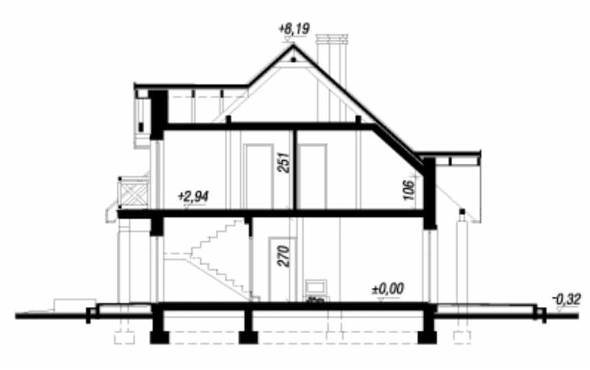 Проект жилого квадратного двухэтажного коттеджа из силикатного кирпича в европейском стиле с одноместным гаражом и камином - VV-3 VV-3