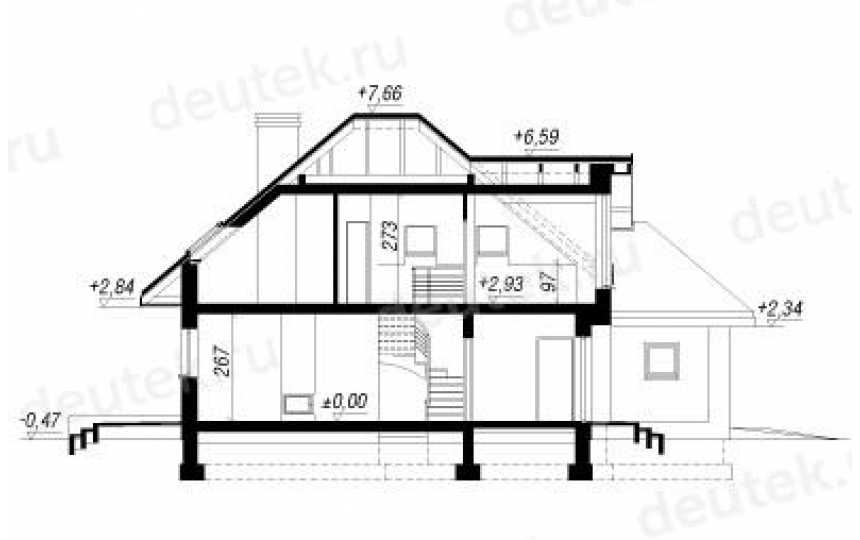 Проект двухэтажного дома из керамоблоков с эркером и одноместным гаражом - SK-7 SK-7