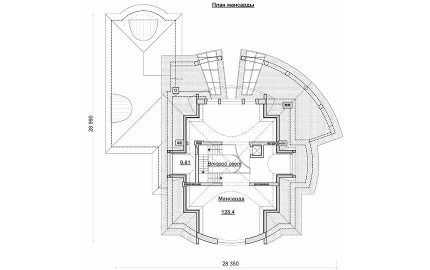 Проект квадратного двухэтажного дома из кирпича в стиле барокко с цокольным этажом и погребом, с площадью до 1150 кв м PA-9