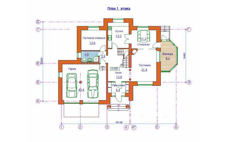 Проект узкого трёхэтажного дома из кирпича в стиле барокко с цокольным этажом и двухместным гаражом, с площадью до 300 кв м  PA-24