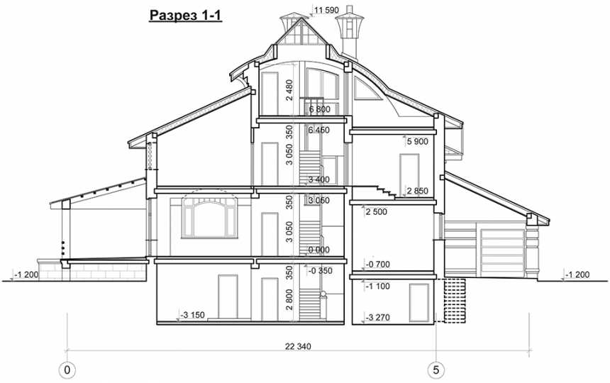 Проект узкого трёхэтажного дома из кирпича в стиле барокко с цокольным этажом и одноместным гаражом, с площадью до 400 кв м  PA-25
