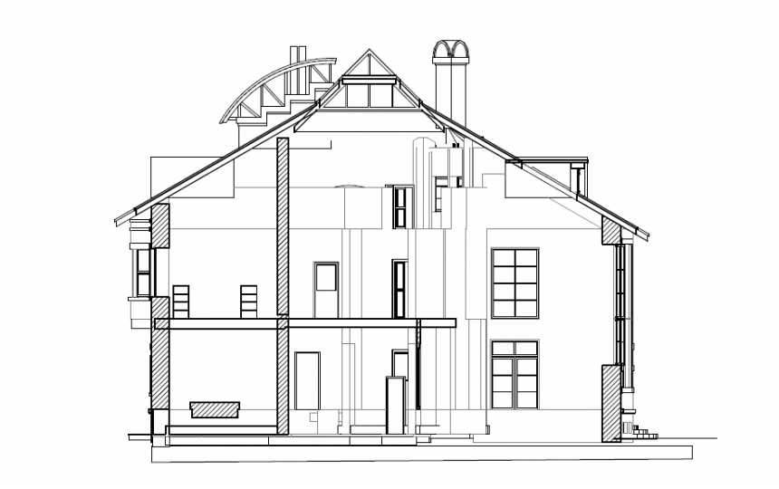 Проект узкого четырёхэтажного дома из кирпича в стиле барокко с цокольным этажом и одноместным гаражом, с площадью до 400 кв м PA-36