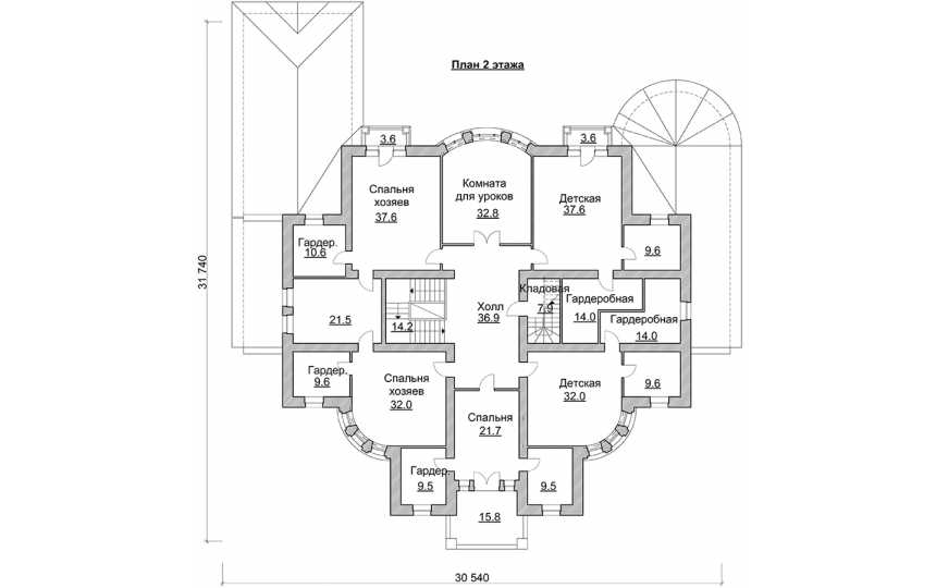 Проект трехэтажного дома из кирпича в стиле барокко с цокольным этажом и бассейном, с площадью до 900 кв м EV-24