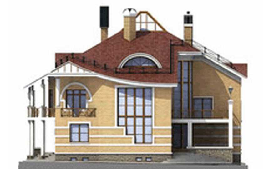 Проект узкого двухэтажного дома из кирпича в стиле барокко с цокольным этажом и одноместным гаражом, с площадью до 650 кв м PA-3