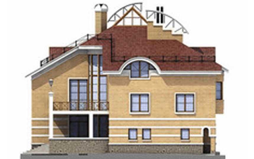 Проект узкого двухэтажного дома из кирпича в стиле барокко с цокольным этажом и одноместным гаражом, с площадью до 650 кв м PA-3