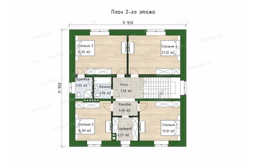Проект индивидуального двухэтажного жилого дома -   DTE119