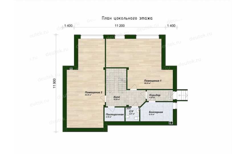 Индивидуальный проект двухэтажного дома с цокольным этажом в стиле шале  DTE135