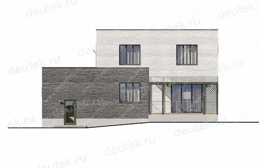 Проект квадратного двухэтажного дома с гаражом и кабинетом LK-8