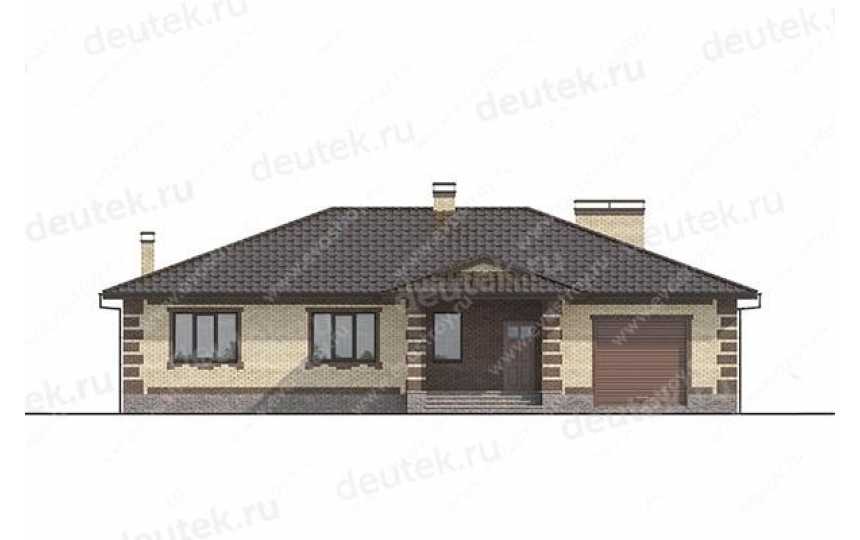 Проект квадратного одноэтажного дома с одноместным гаражом LK-14