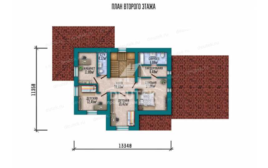 Проект узкого двухэтажного дома с двухместным гаражом SRK-16