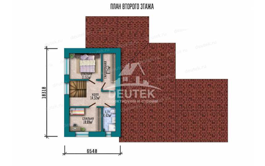 Проект двухэтажного дома с с размерами 17 м на 13 м SRK-18