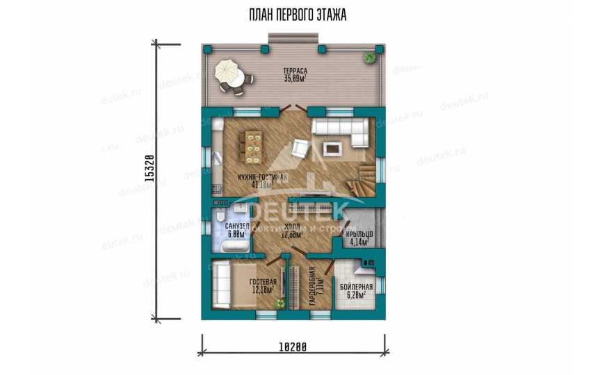 Проект узкого двухэтажного дома с площадью до 250 кв. м SRK-21