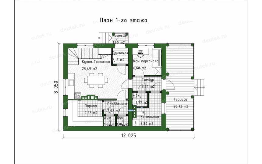 Проект дома с мансардным этажом и сауной DTE-159