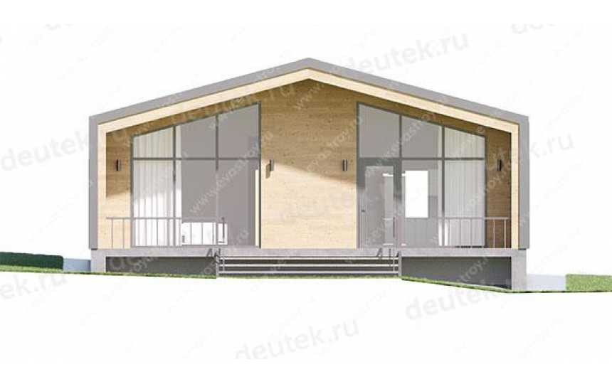 проект узкого одноэтажного дома с одноместным гаражом LK-42