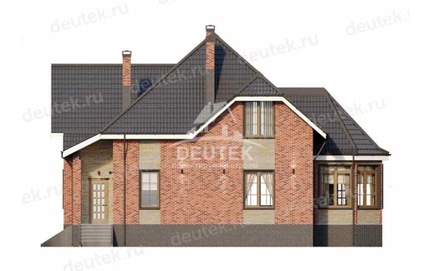 Проект жилого узкого двухэтажного дома в европейском стиле с эркером и верандой LK-82