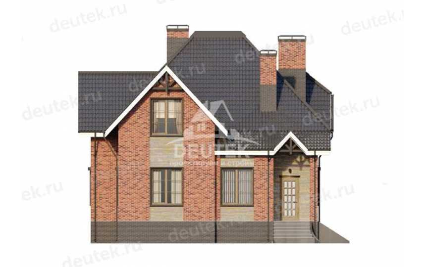 Проект жилого узкого двухэтажного дома в европейском стиле с эркером и верандой LK-82