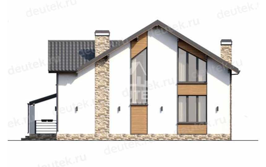 Проект жилого двухэтажного дома в европейском стиле с большими окнами LK-87