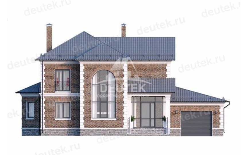 Проект узкого жилого двухэтажного дома в европейском стиле с одноместным гаражом и большими окнами LK-94