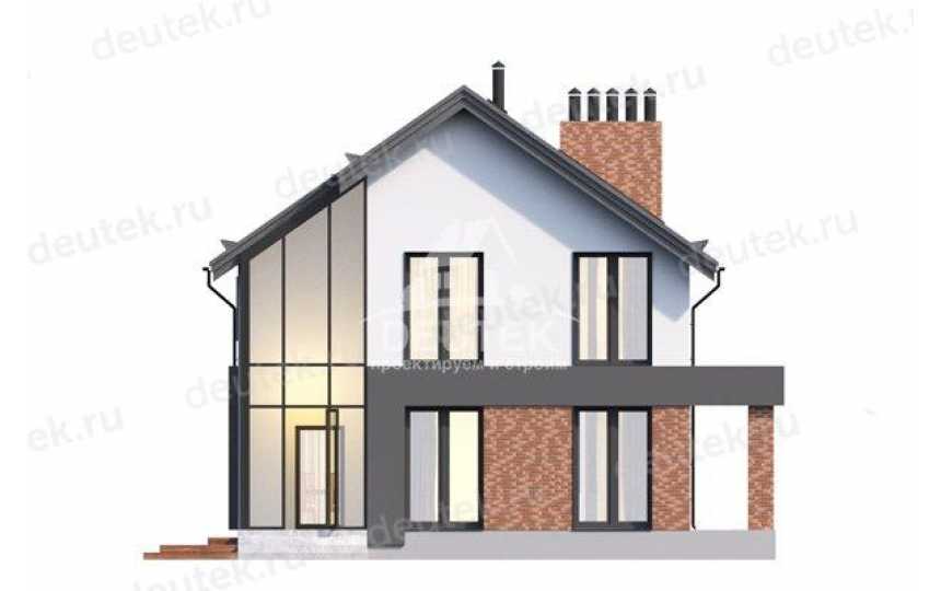 Проект жилого узкого двухэтажного дома в европейском стиле из газобетона с большими окнами LK-98