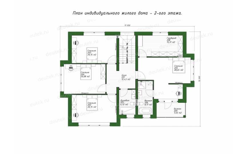 Проект индивидуального двухэтажного жилого дома с мансардным этажом DTE-173