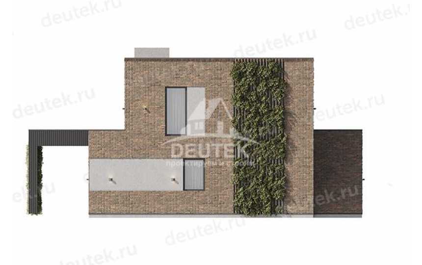Проект узкого двухэтажного дома из газобетона с навесом для автомобиля - LK-181
