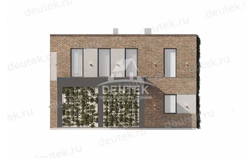 Проект узкого двухэтажного дома из газобетона с навесом для автомобиля - LK-181