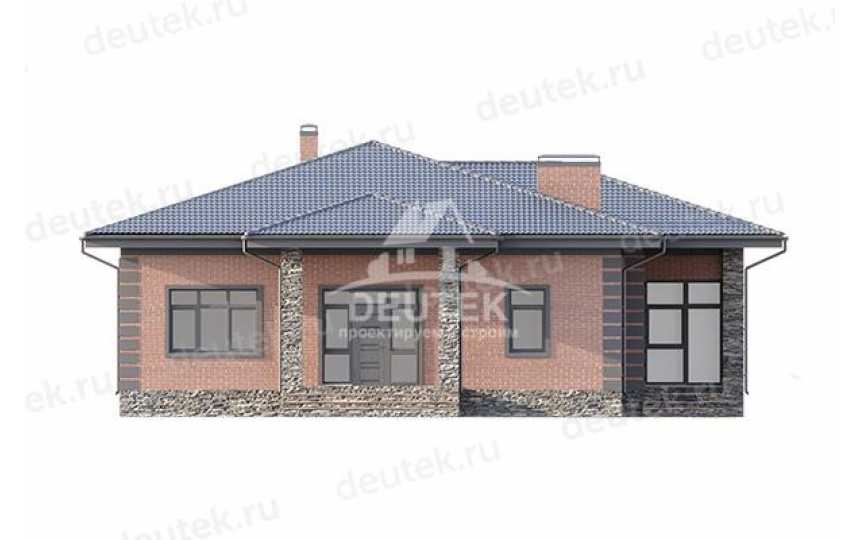 Проект квадратного одноэтажного дома в европейском стиле с верандой и кабинетом - LK-202