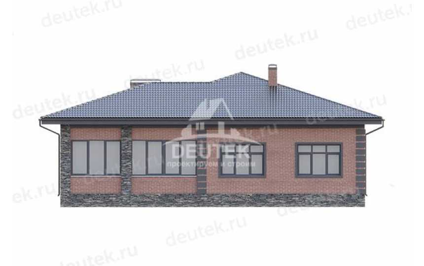 Проект квадратного одноэтажного дома в европейском стиле с верандой и кабинетом - LK-202