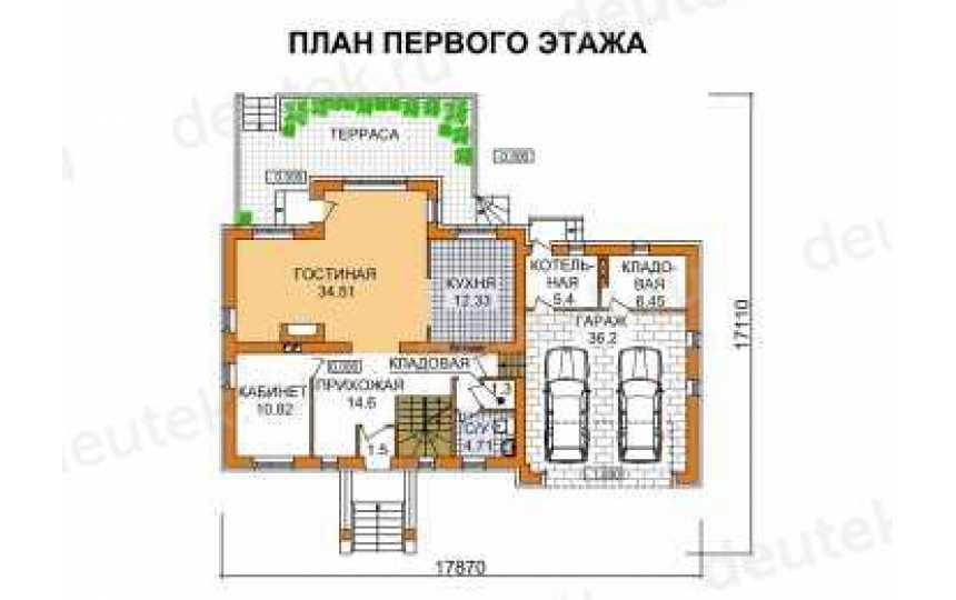 Проект трехэтажного дома из газобетона в европейском стиле с цоколем и мансардой KVR-9