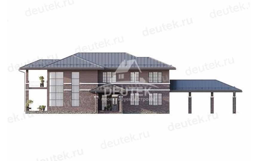 Проект узкого двухэтажного дома с навесом для 2 автомобилей и тренажёрным залом - LK-275