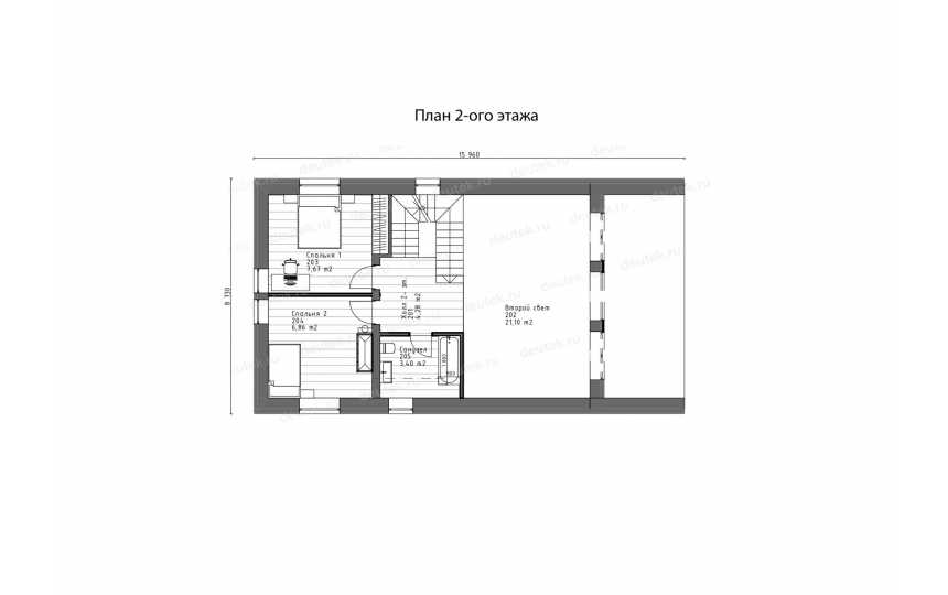 Проект одноэтажного дома в современном стиле с вторым светом - P283