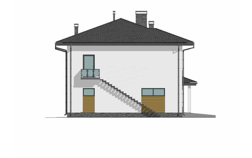 Проект двухэтажного дома с одноместным гаражом - P290