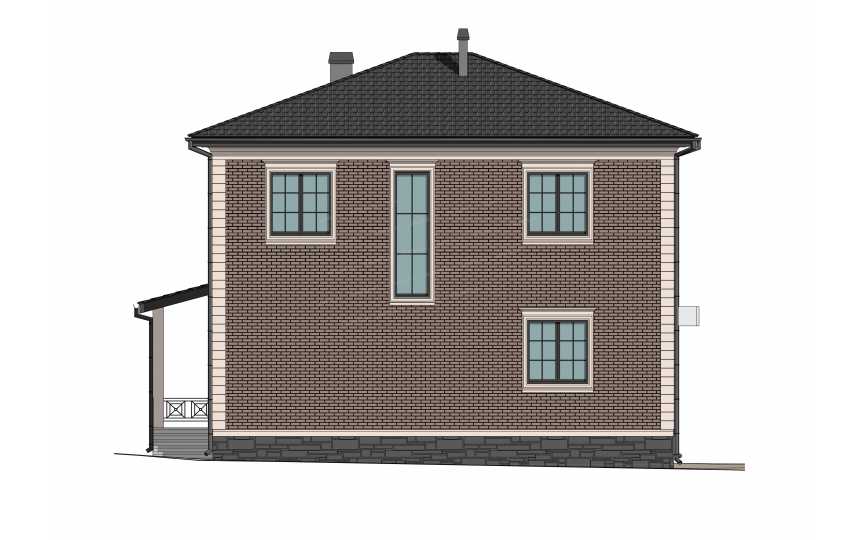 Проект квадратного двухэтажного дома с кабинетом - P303