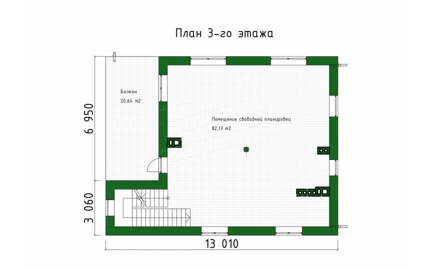 Проект жилого трехэтажного дома с площадью до 300 кв.м. - P271
