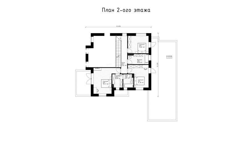 Проект жилого двухэтажного дома с большими окнами - P276