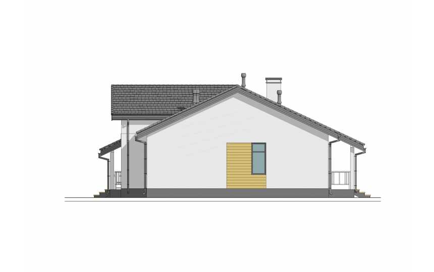 Проект жилого одноэтажного дома с большими окнами и вторым светом - P281