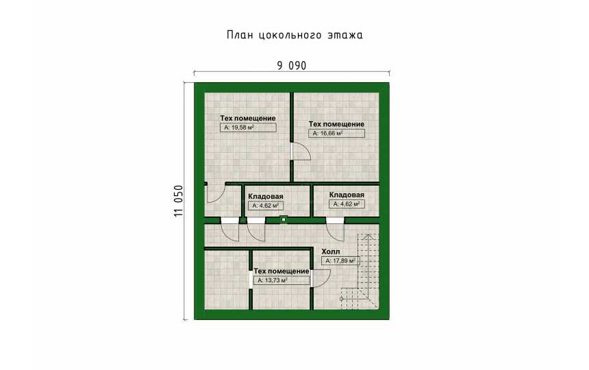 Проект бани с парной и зоной барбекю с размерами 11 м на 11 м - P258-1