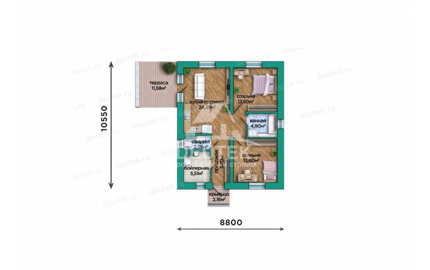 Проект жилого одноэтажного дома с площадью до 100 кв м - LK-283