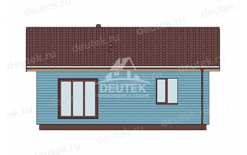Проект узкого одноэтажного дома с площадью 50 кв м - LK-289