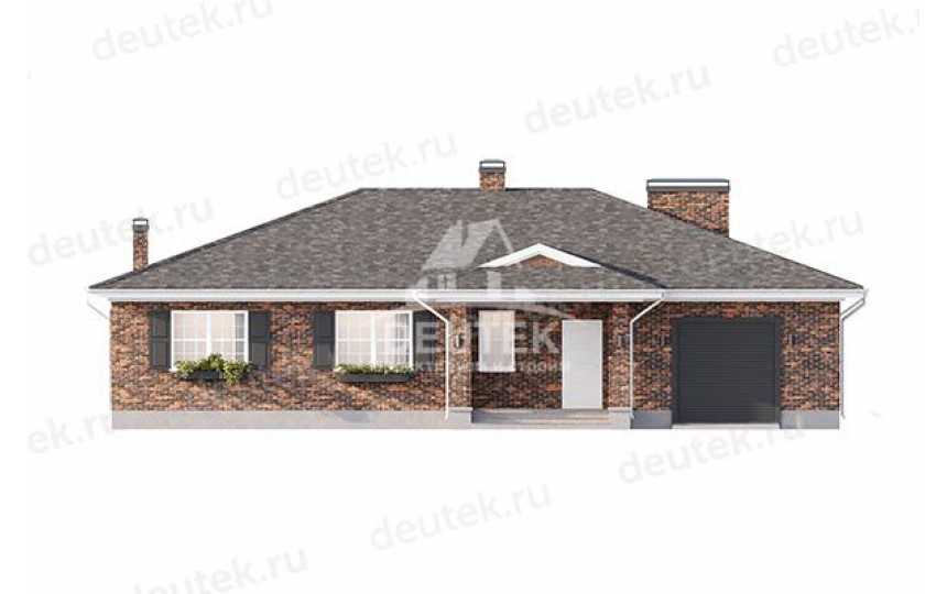 Проект квадратного одноэтажного дома с одноместным гаражом - LK-307