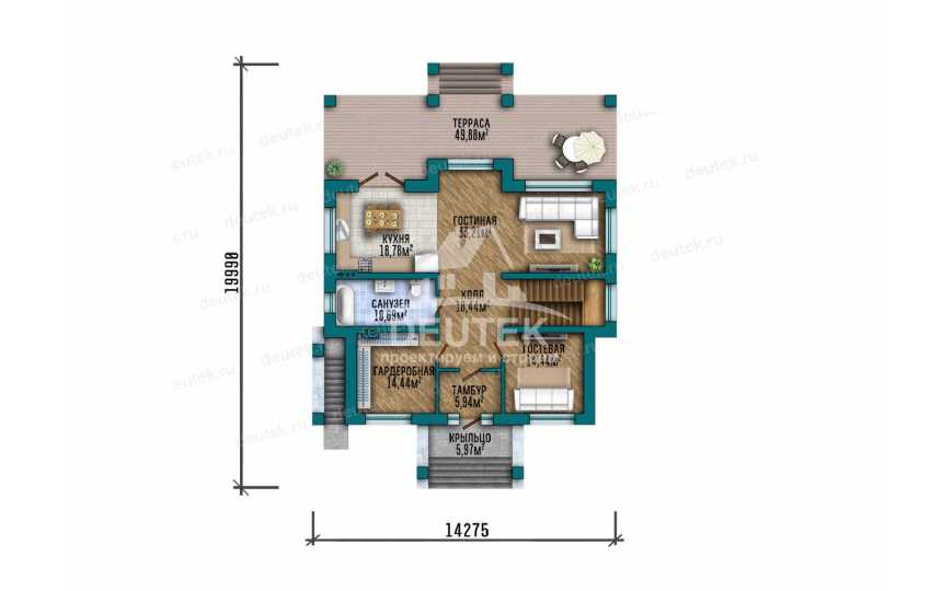 Проект узкого двухэтажного дома с подвалом - LK-309